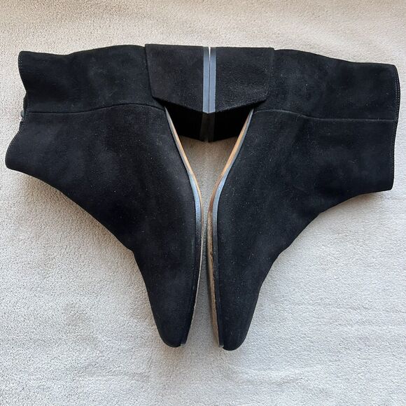 VINCE Black Suede Leather Ankle Boots Women’s 7 M Soft Square Toe Side Zip - Picture 6 of 15